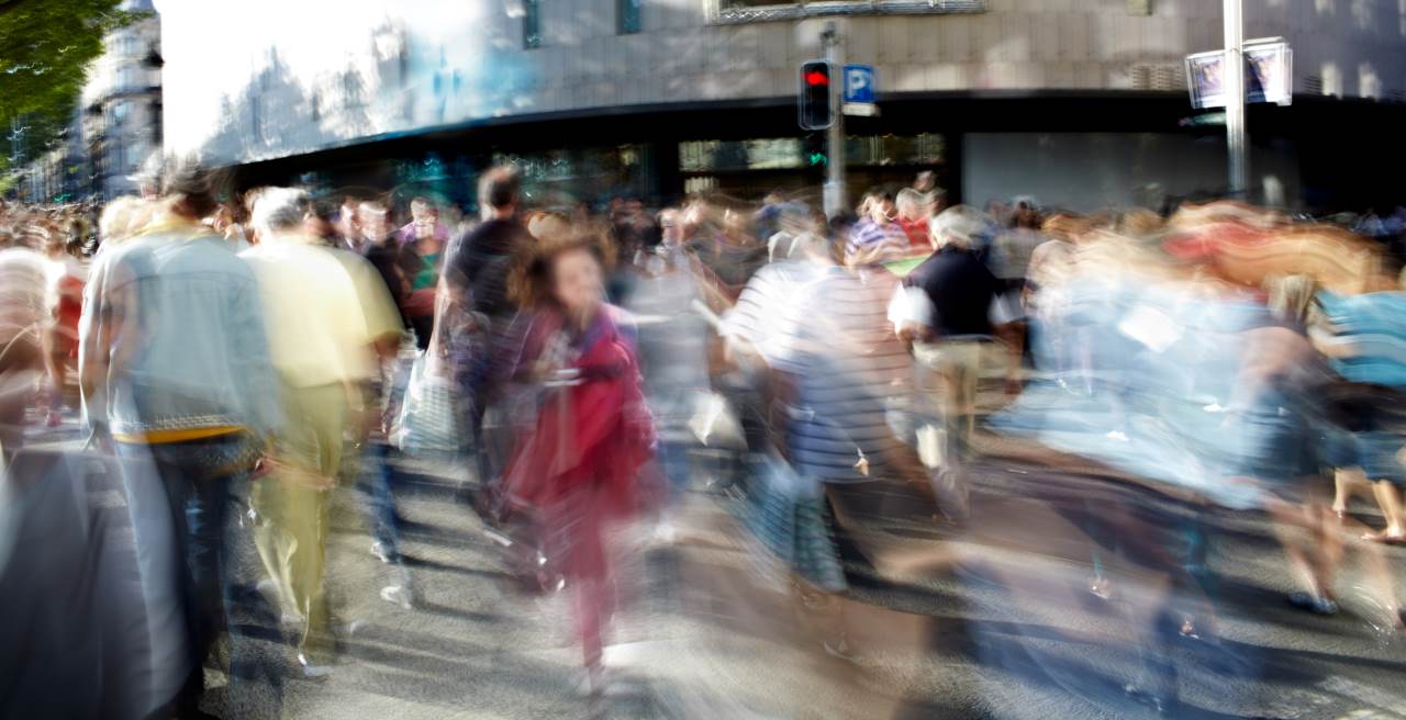 blurry crowd of people